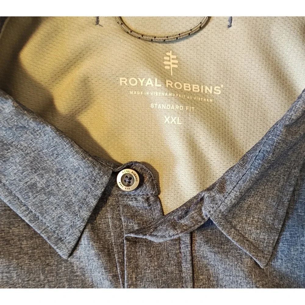 Royal Robbins Button Down Shirt Mens‎ XXL Blue Gray Tencel Modal 220-Y42383-174